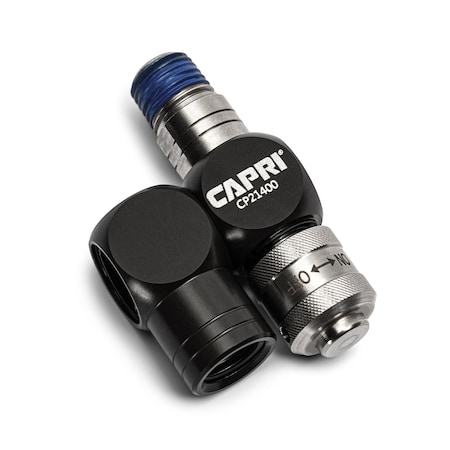 Capri Tools Swivel Air Hose Connector 1/4 in. M  NPT x 1/4 in. F NPT with Built-in Air Regulator CP21400